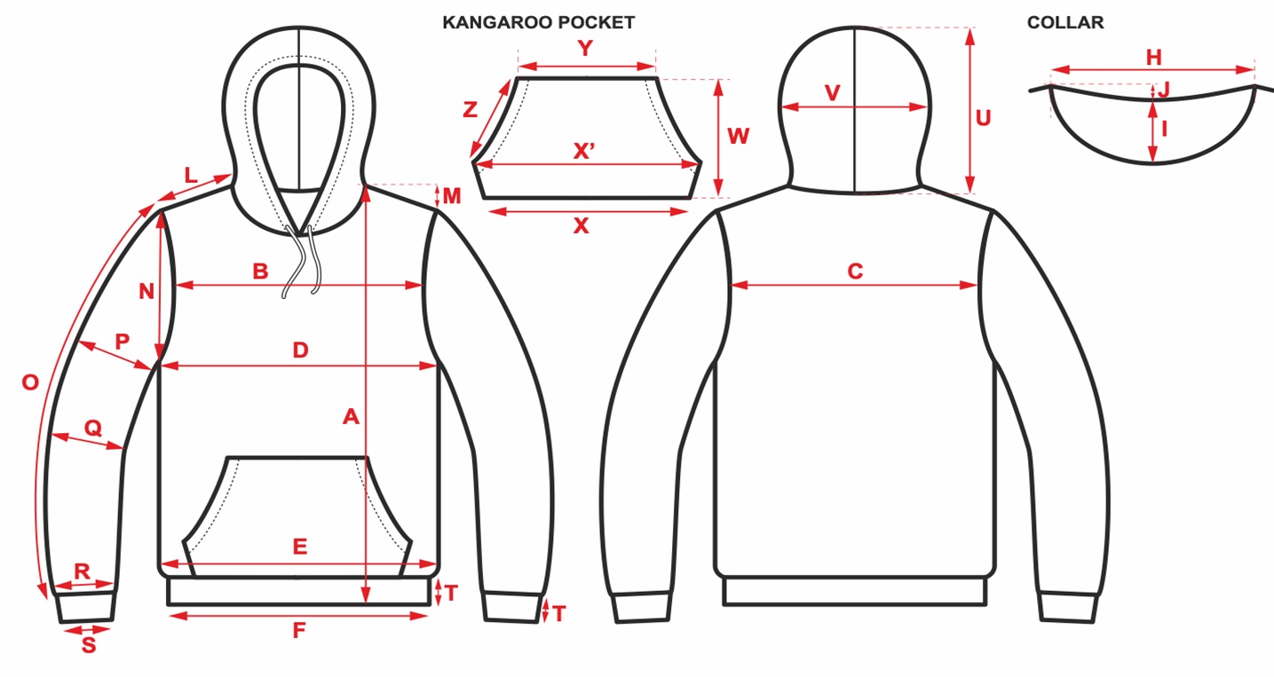 Bi-Hoody Measurement Guide Diagram 1